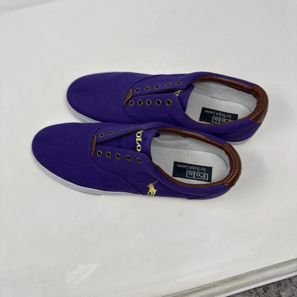Men's Polo Ralph Lauren Purple Canvas Laceless Boat Shoes Size 13 D